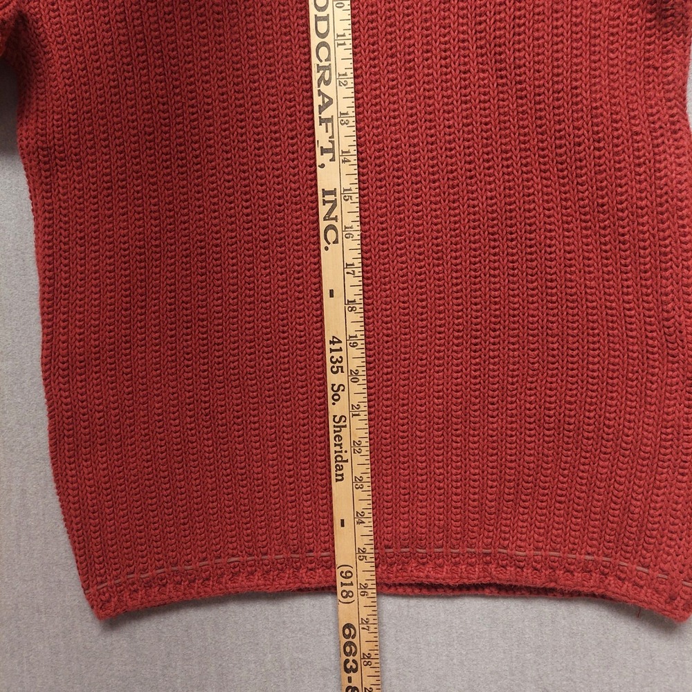 Womens Chunky Knit Mock Neck Sweater S Rust Colored Cozy Whipstitch Cottagecore - Picture 13 of 13